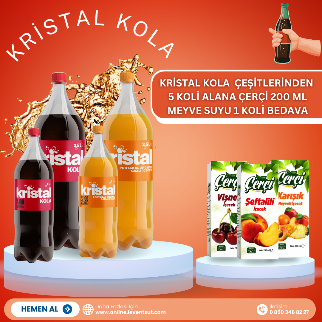 Kristal Kola 5 Koli Alana Çerçi 200 Ml Msuyu 1 Koli Bedava