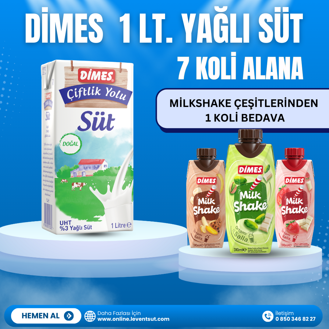 <span>Dimes 1 Lt. Süt 7 Koli Alana, Dimes Milkshake 1 Koli Bedava</span>