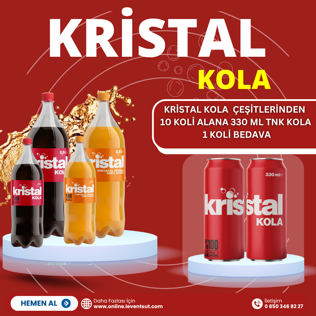 Kristal 1 Lt. veya 2,5 Lt. Kola Karma 10 Koli Alana 1 Koli 330 ml Tnk Kola Bedava