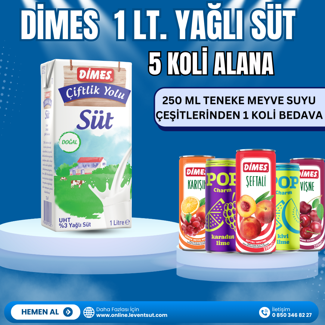 Dimes 1/1 Süt 5 Koli Alana 1 Koli Dimes 250 ML Tnk Meyve Suyu Bedava