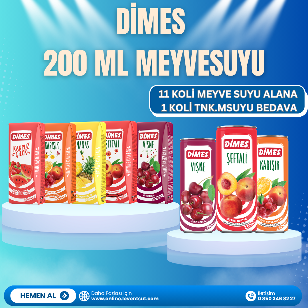 Dimes 200 ml msuyu 11 alana 1 Koli tnk Dimes msuyu bedava
