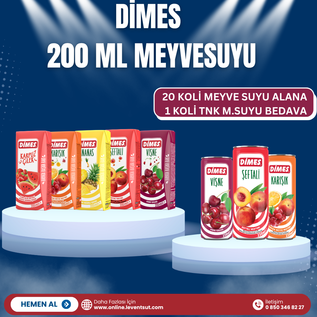 Dimes 200 ml Msuyu 20 Koli alana 1 Koli 250 ml Tnk. Msuyu Bedava
