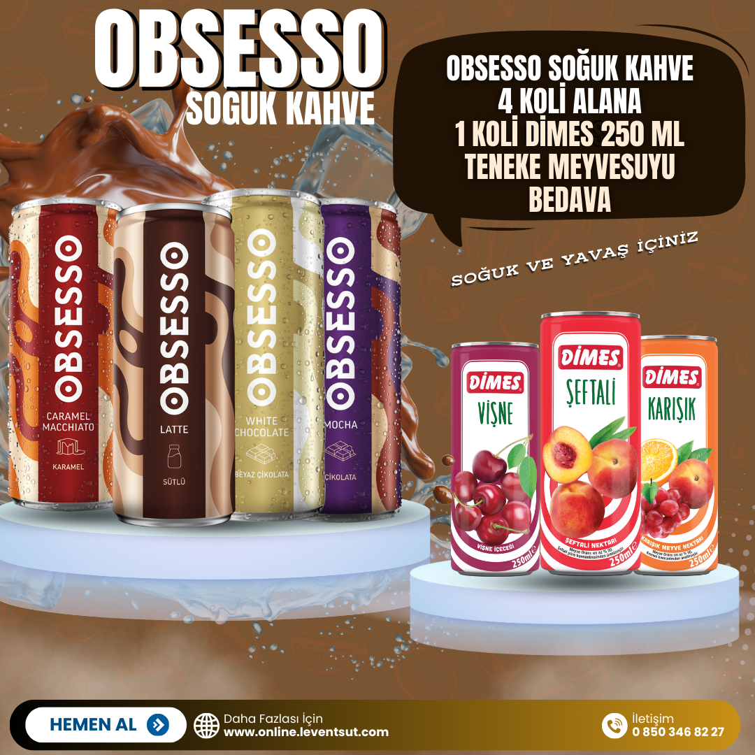 Obsesso Soğuk Kahve 4 Koli Alana 1 Koli Dimes 250 ml Tnk. Msuyu Bedava