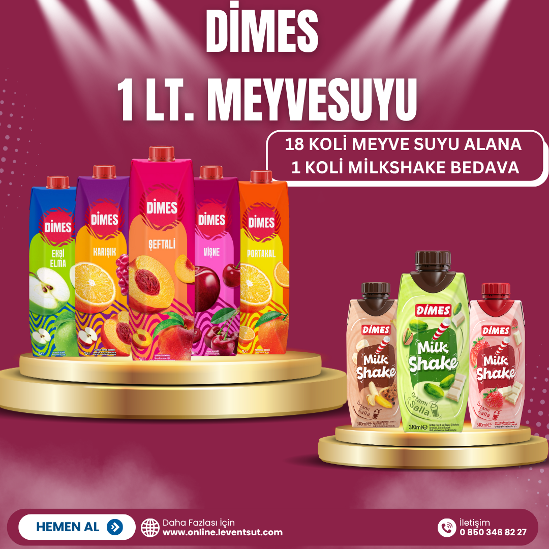 DİMES 1 Lt. Meyve Suyu 18 Koli Alana 1 Koli Milkshake Bedava