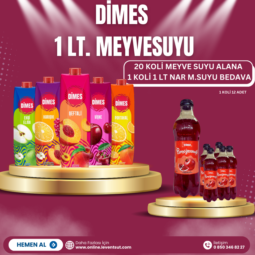 Dimes 1 Lt. Meyvesuyu 20 Koli Alana 1 Koli Dimes 1 Lt. Pet Nar Bedava