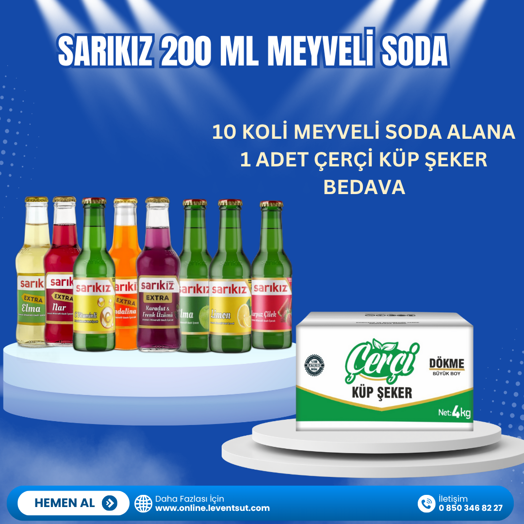 Sarıkız Meyveli Soda 10 Koli Alana Çerçi 4 kg  Küp Şeker <span>1 Adet </span> Bedava