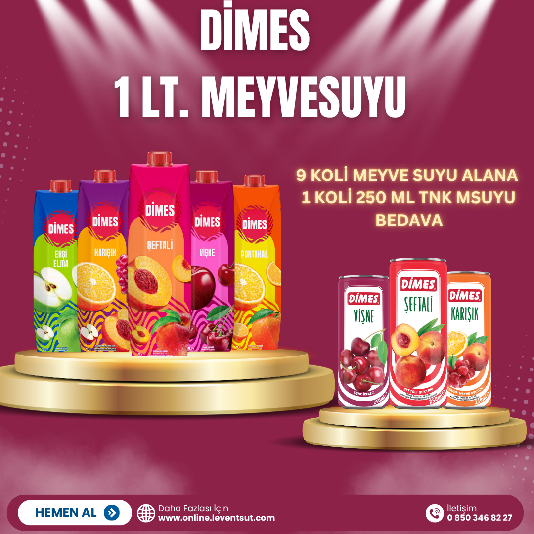 Dimes 1 Lt. M.suyu 9 Koliye 1 koli Dimes 250 ml Tnk Msuyu Bedava