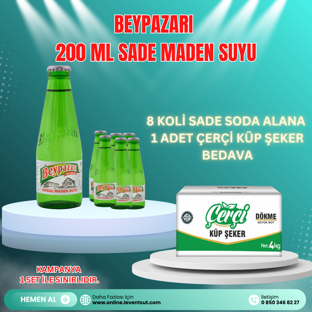 Beypazarı Sade Soda 8 Koli Alana Çerçi 4 Kg Küp Şeker 1 Adet Bedava