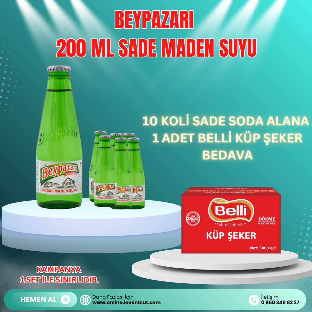  Beypazarı Sade Soda 10 Koli Alana Belli 5 Kg Küp Şeker 1 Adet Bedava 