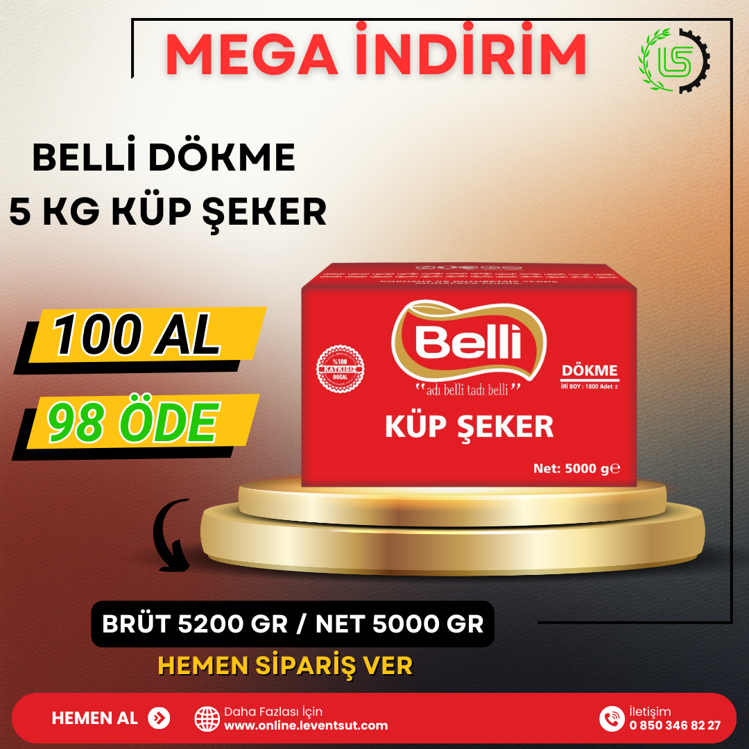 Belli 5 Kg Küp Şeker 100 Al 98 Öde
