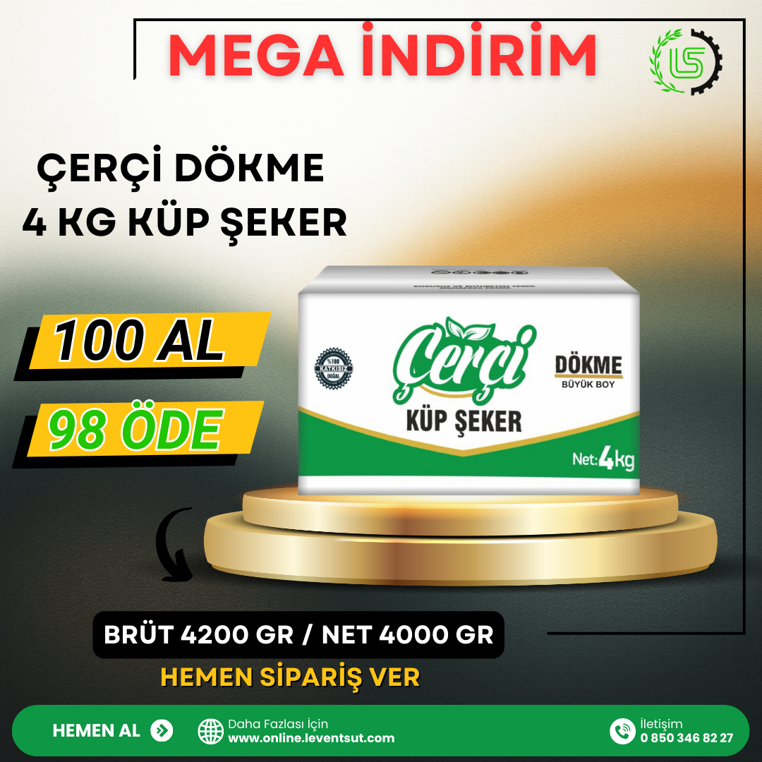 Çerçi 4 Kg Küp Şeker 100 Al 98 Öde