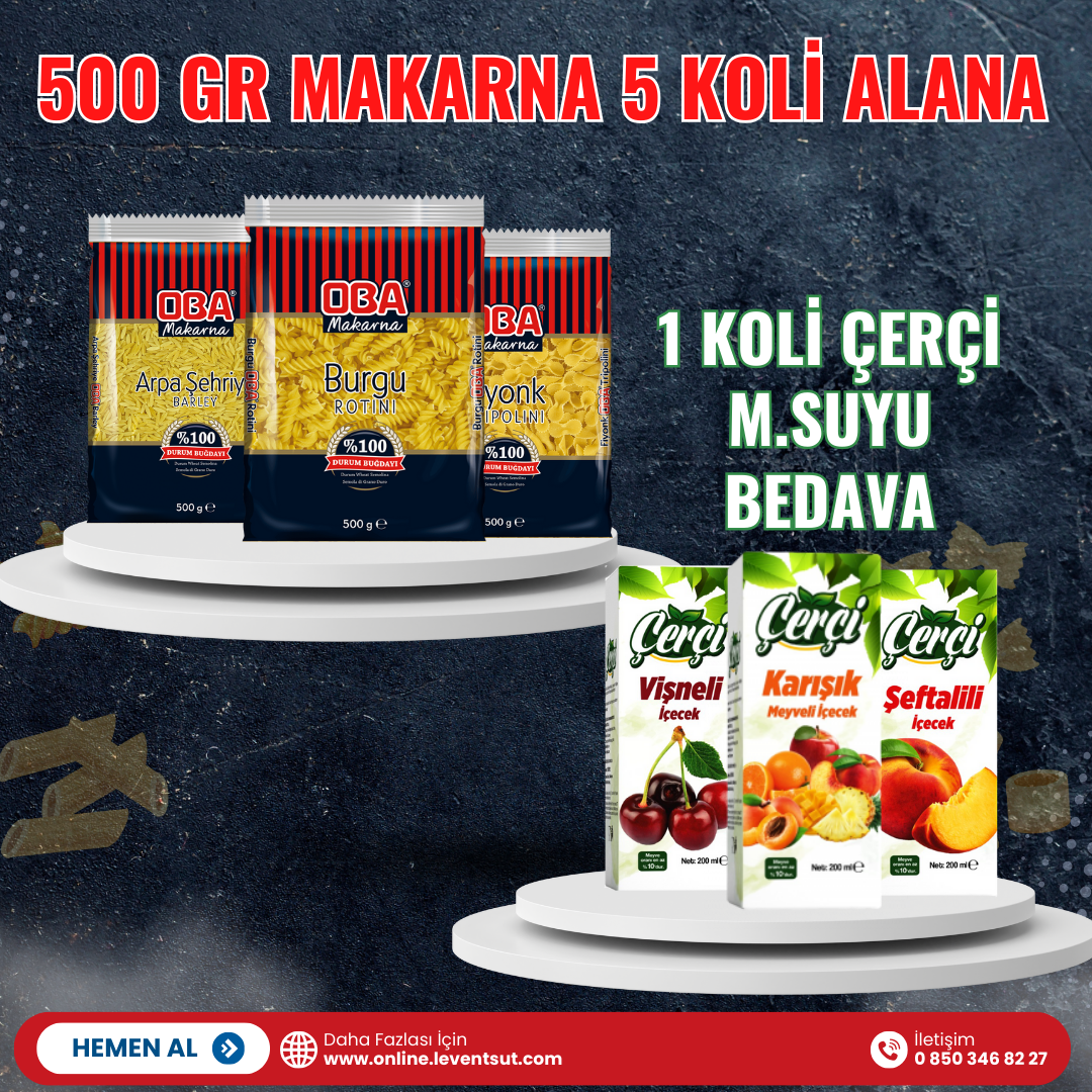 Oba 500 Gr Makarna 5 Koli Alana 1 Koli Çerçi 200 ml Msuyu Bedava