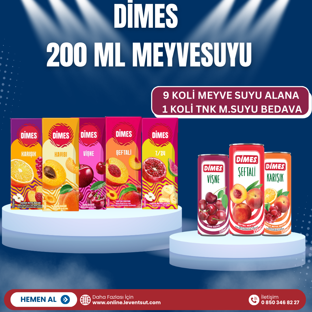 Dimes 200 ml Msuyu 9 Koli Alana Dimes 1 Koli 250 ml Tnk. Msuyu Bedelsiz