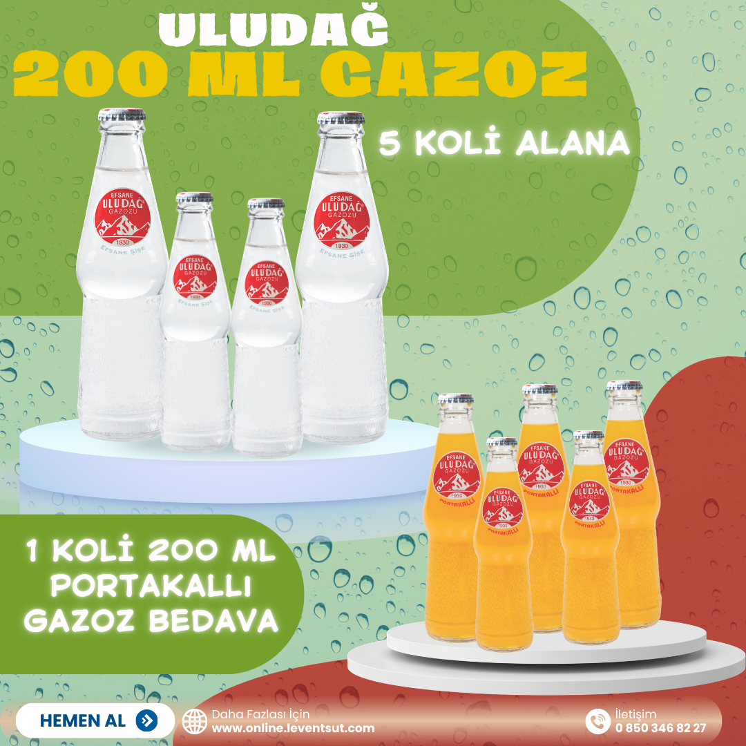 <span>Uludağ 200 ml gazoz 5 koli alımına 1 koli 200 ml portakallı gazoz bedava</span>