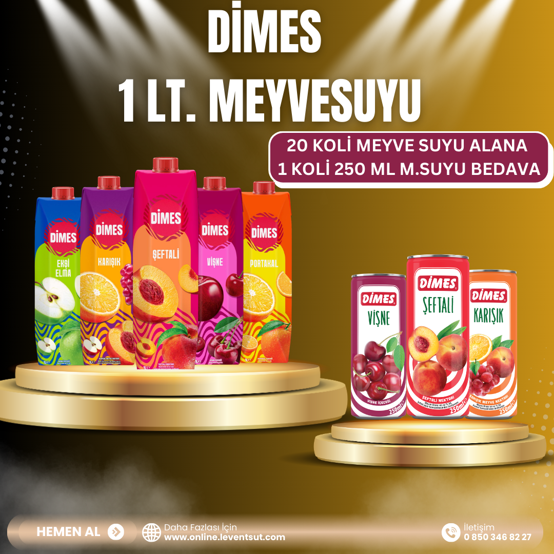 Dimes 1 Lt. M.Suyu 20 Koli Alımına Dimes 250 ml Tnk.M.Suyu <span>1 Koli</span> Bedava