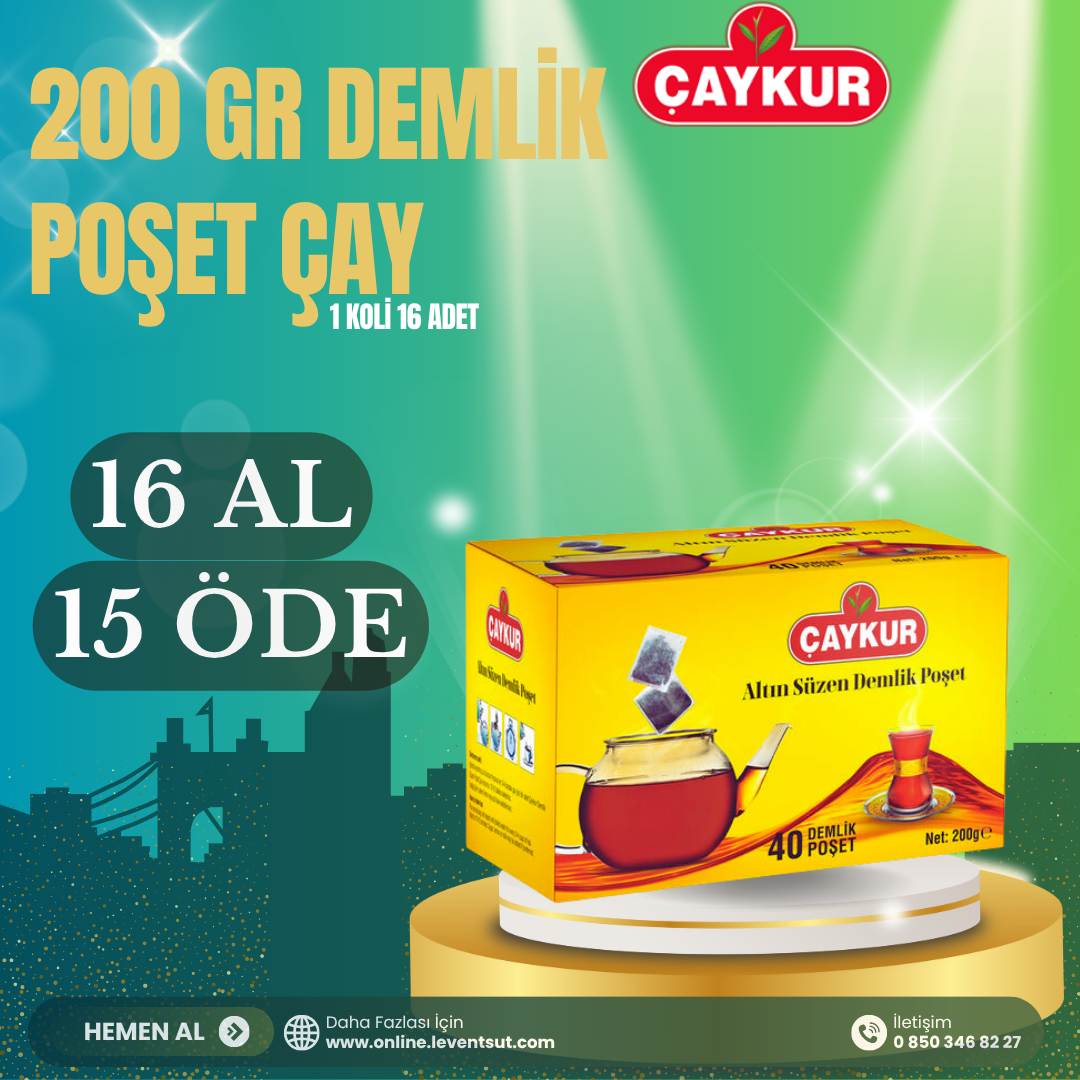 Çaykur 200 Gr Altın Demlik Poşiet Çay 16 Al 15 Öde