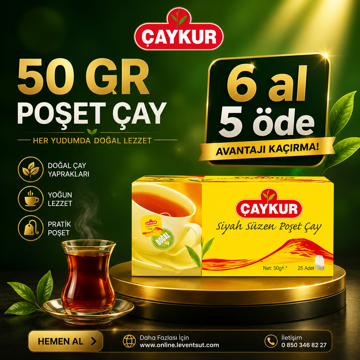 Çaykur 50 Gr Poşet Çay 6 Al 5 Öde