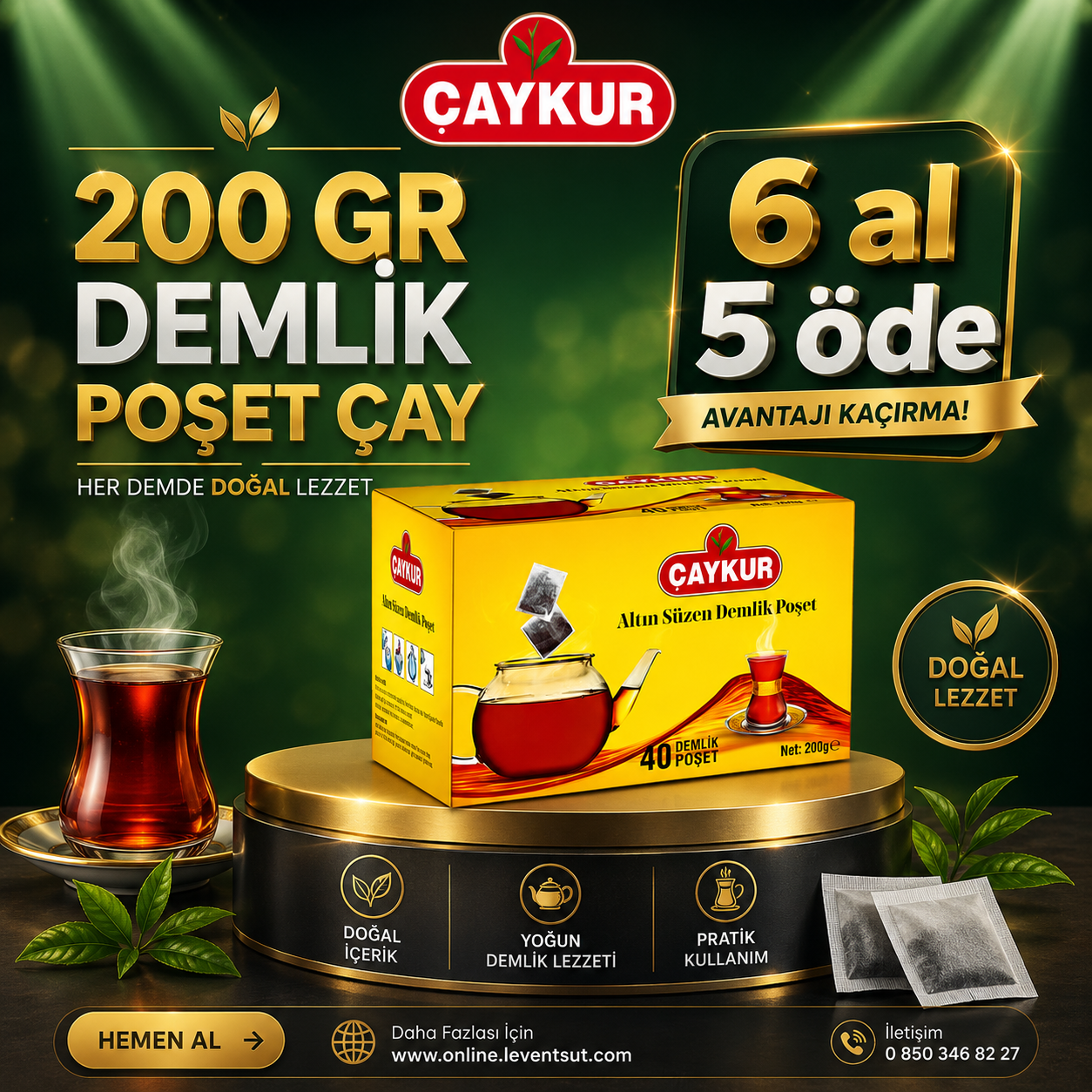 Çaykur 200 Gr Demlik Poşet 6 Al 5 Öde