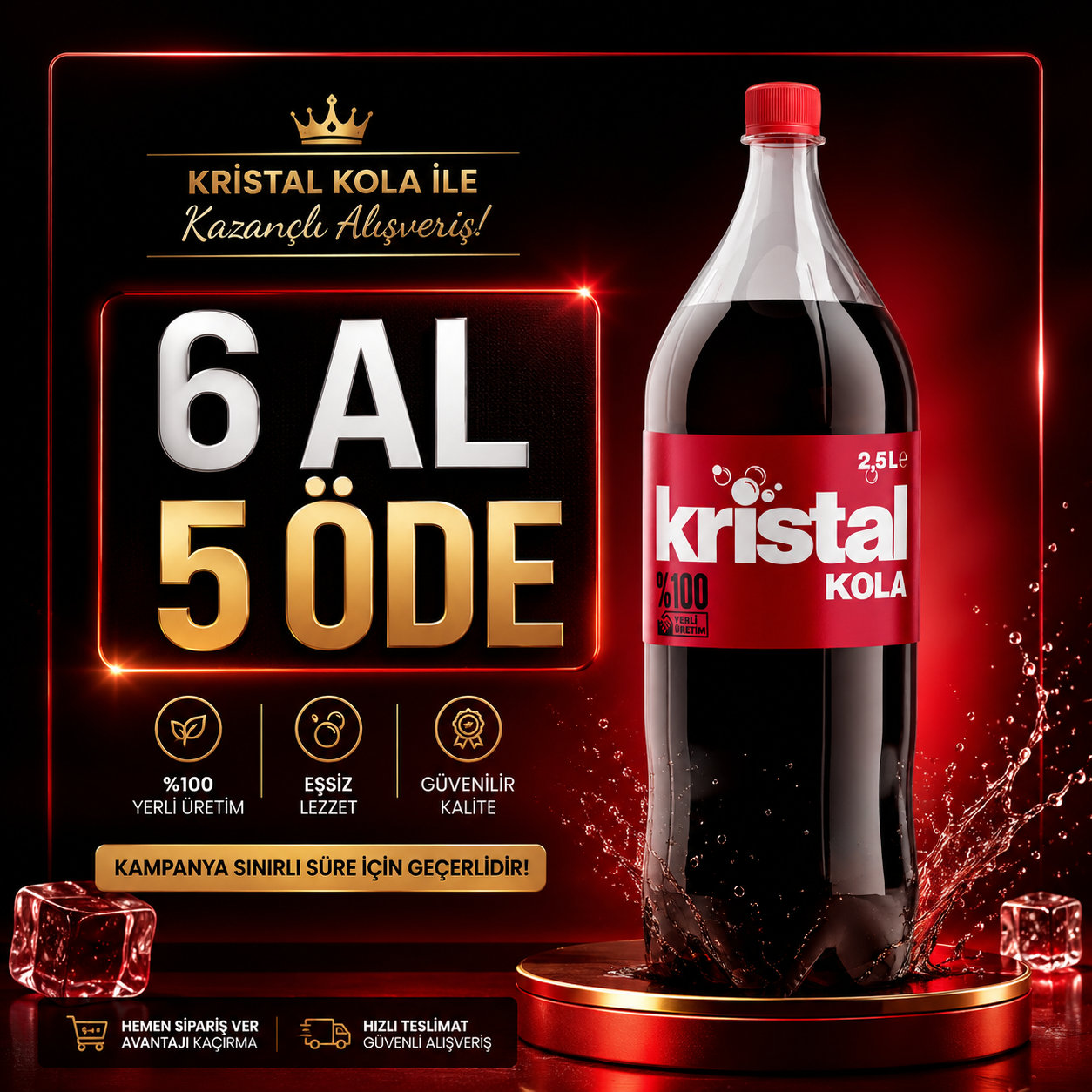 <span>Kristal 2,5 Lt. Kola 6 Al 5 Öde </span>