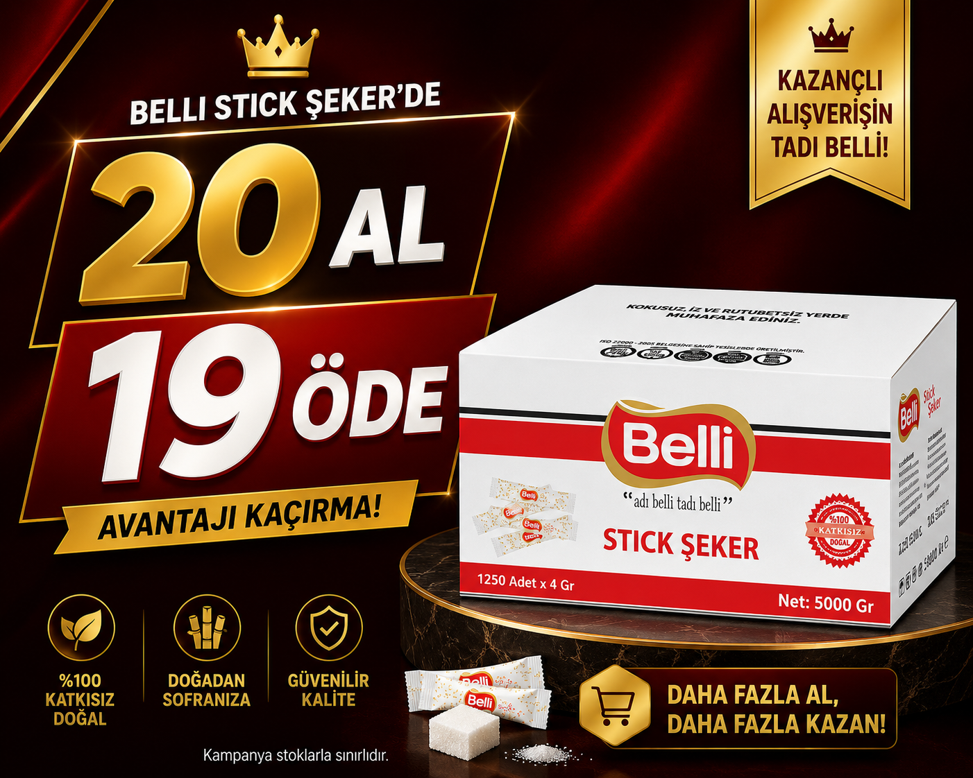  Belli 5 Kg Stick Şeker 20 Al 19 Öde 