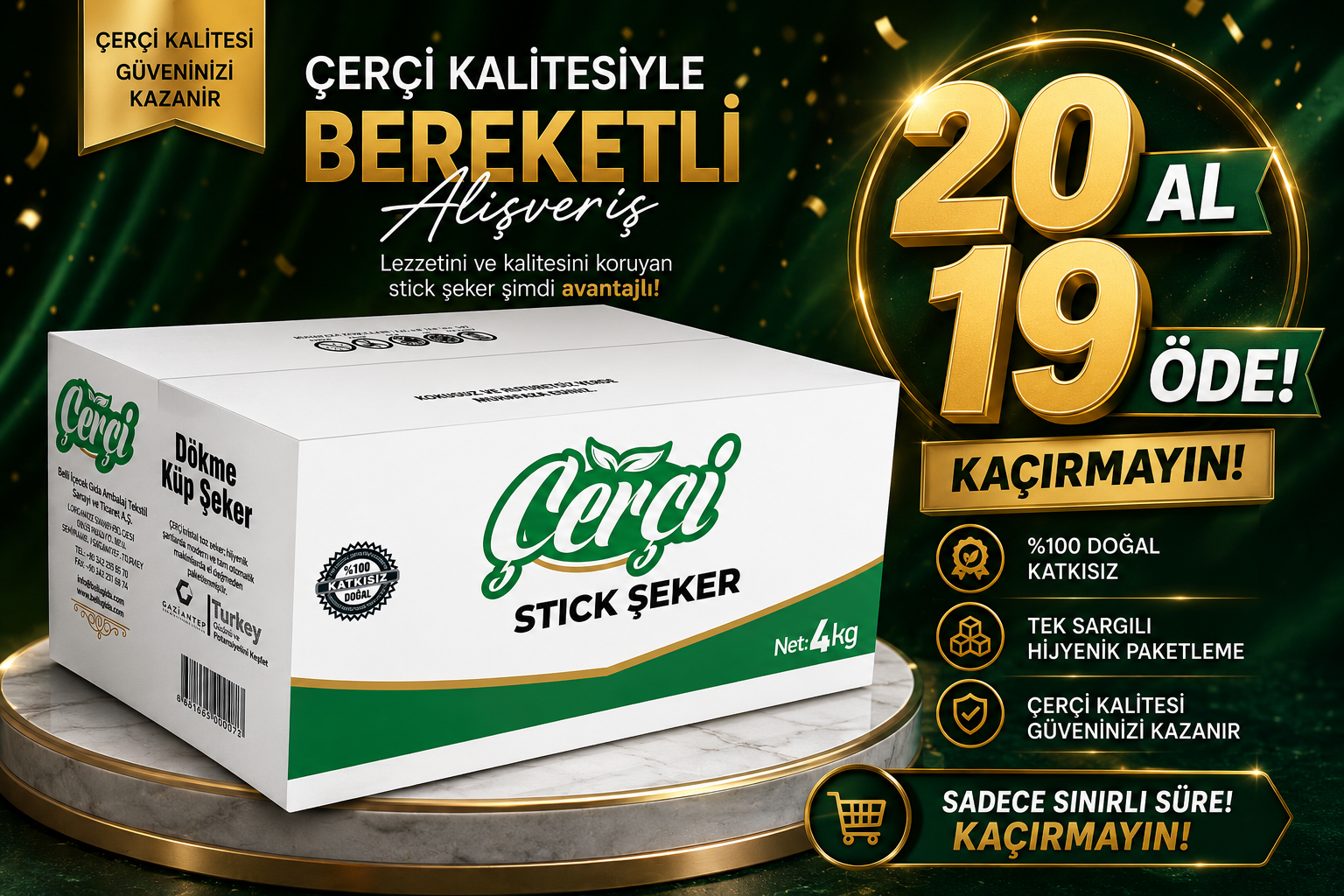 Çerçi 4 Kg Stick 20 Al 19 Öde