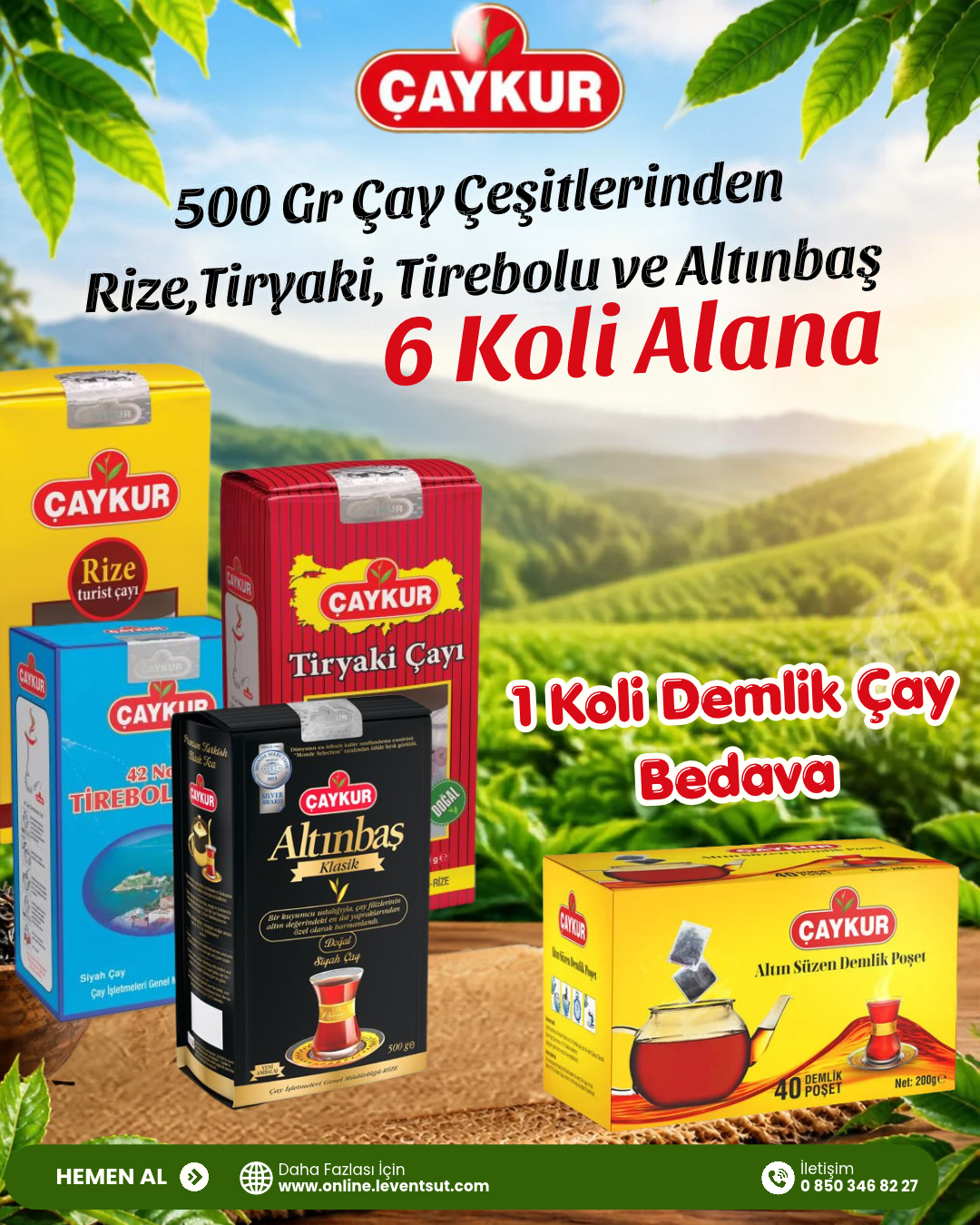 Çay Çeşitlerinden 90 Adet Alana, 200 Gr Demlik Poşet Çay 16 Adet Bedava