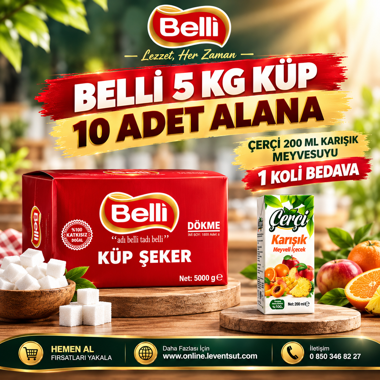 Belli 5 Kg Küp 10 Adet Alana, Çerçi 200 ml Karışık Msuyu 1 Koli Bedava