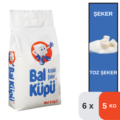 Balküpü 5 Kg Kristal Toz Şeker Koli 6 lı - 1