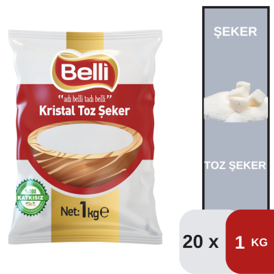 Belli 1 Kg Kristal Toz Şeker Koli 20 li - 1