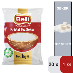 Belli 1 Kg Kristal Toz Şeker Koli 20 li - BELLİ