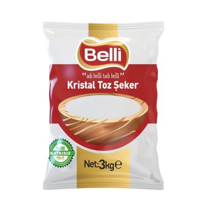 Belli 3 Kg Kristal Toz Şeker Koli 10 lu - 1