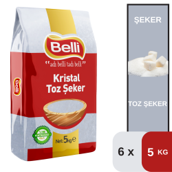 Belli 5 Kg Kristal Toz Şeker Koli 6 lı - BELLİ