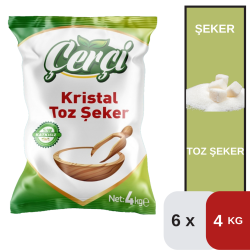 Çerçi 4 Kg Kristal Toz Şeker Koli 6 lı - ÇERÇİ