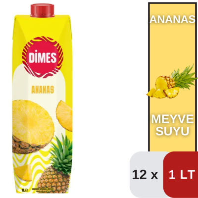 Dimes 1 LT Ananas Aromalı İçecek Koli 12 li - 1