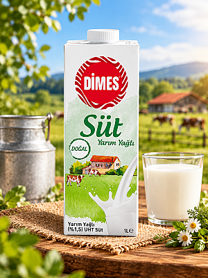 Dimes 1 Lt Yarım Yağlı Süt Koli 12 li - 1