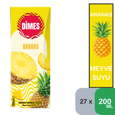Dimes 200 ML Ananas İçeceği Koli 27 li - 1