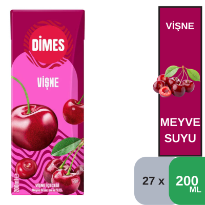 Dimes 200 ML Vişne İçeceği Koli 27 li - 1