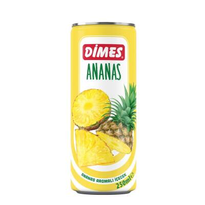 Dimes 250 ML Teneke Ananas İçeceği Koli 12 li - 1