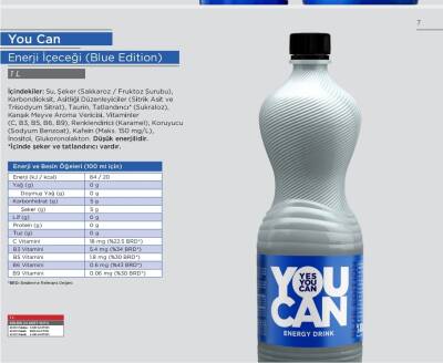 You Can Mavi Kutu 1 Lt. Enerji İçeceği Koli 12 li - 1